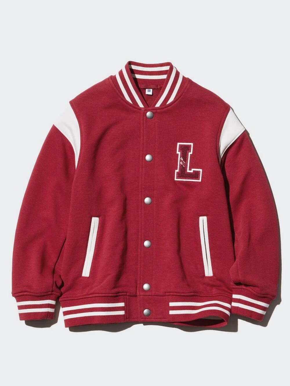Uniqlo Kids Sweat Stadium Athletic Red and White Striped Collar Jacket